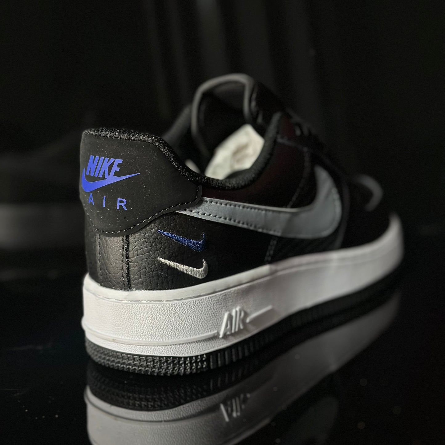 Nike Air force 1 triple swoosh black grey